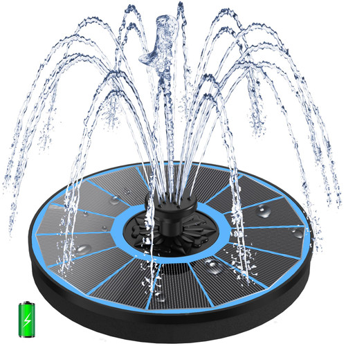 Yzert Solar Fountain with 2000 mAh Battery Backup Works in Cloudy, Glass Solar Powered Bird Bath Fountains with 7 Nozzles, 3.5 W Solar Fountain Pump for Birdbath,Garden, Outdoor, Pond
