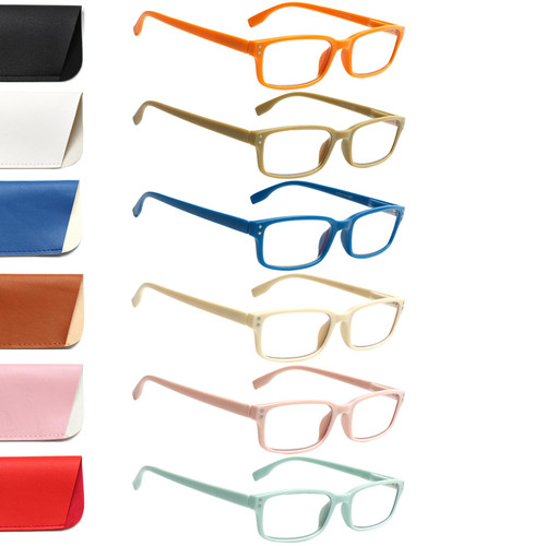 Kerecsen 6-Pack Reading Glasses Blue Light Blocking,Spring Hinge Readers for Men Women,Computer Eyeglasses (6 Mix Matte-4, 3.50, x)