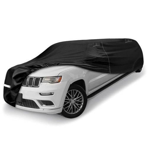 Updated Waterproof Car Cover Compatible with Cadillac Lincoln Chrysler Limousine 28-30ft Car, Black All Weather Car Covers with Zipper&Lock for Car Dust Snow Rain Hail Protection