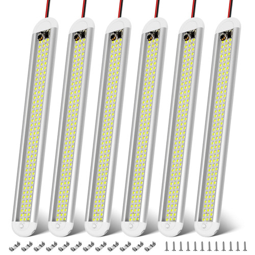 CT CAPETRONIX 12v LED Interior Light Bar, 120LEDs 1500LM 8W DC 12 Volt led Strip Lights with ON/Off Switch, for Enclosed Cargo Trailer, Car RV Van Truck Lorry Camper Boat Caravan Motorhome (6Pack)