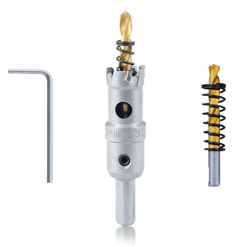 Luomorgo 3/4" 19mm TCT Carbide Hole Saw Tungsten Carbide Tipped Hole Cutter with 2 Pcs Titanium-Plated Pilot Drill Bit for Metal Iron Steel Wood Plastic