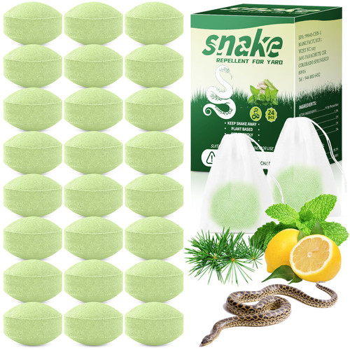 24 Pack Natural Snake Repellent, Snake Repellent for Outdoor Yard Garden House | Long-Lasting Protection | Safe for Dogs and Children, Light Green