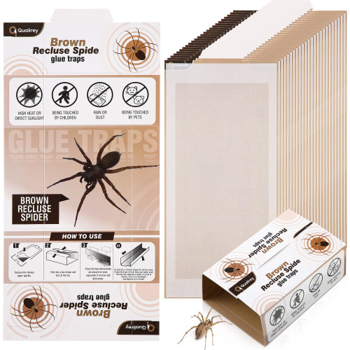 Qualirey 24 Pack Spider Traps Indoor for Brown Recluse Spiders, Extra Sticky Large Insect Glue Boards for Black Widows, Sac, Wolf and Other Crawling Bugs Inside Home