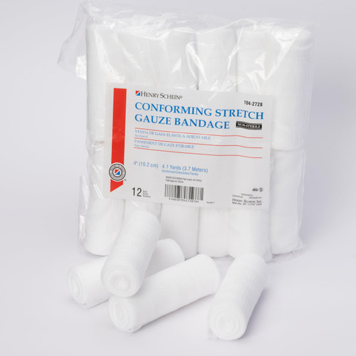 Henry Schein Conforming Stretch Bandages 4" x4.1 Yard, 6 Ply Non-Sterile 12/Bag, Designed for Effective Wound Care & Comfort, 12/Bag Henry Schein Conforming Stretch Bandages 4" x4.1 Yard, 6 Ply Non-Sterile 12/Bag, Designed for Effective Wound Care & Comfort, 12/Bag