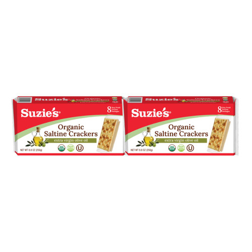 Suzie's Organic Saltines Salt & Extra Virgin Olive Oil -- 8.8 oz - 2 pc