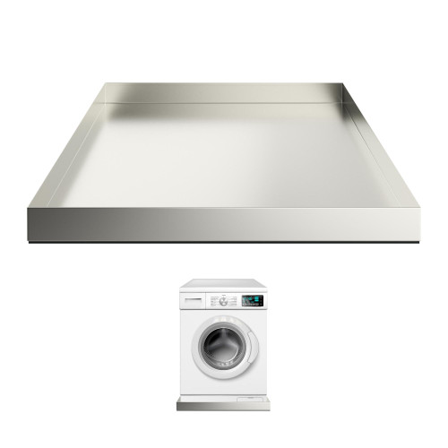 Houseables Washing Machine Pan, Washing Machine Drain Pan, Washer Tray, for Floor Drip Protection, Under Dryer, Laundry, Metal, Stainless Steel, 28 x 30 x 2.5 Inch, with Anti-slip Mat