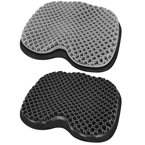 NEW-Vi Anti-Slip Kayak Seat Cushion - Waterproof Thicken Gel Boat Kayak Canoe Rowing Stadium Pad for Sit in Kayak Chair Kayak Accessories Equipment Gear for Fishing Kayak (Black+Grey)