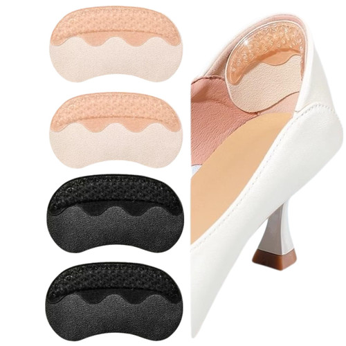 Heel Grips for Shoes Too Big - 2 Pairs 4D Cloud HUUPRO Anti-Slip Gel Heel Liners & Pads for Loose Shoes Self-Adhesive Back of Heel Cushion Inserts Heel Blister Protectors for Women & Men
