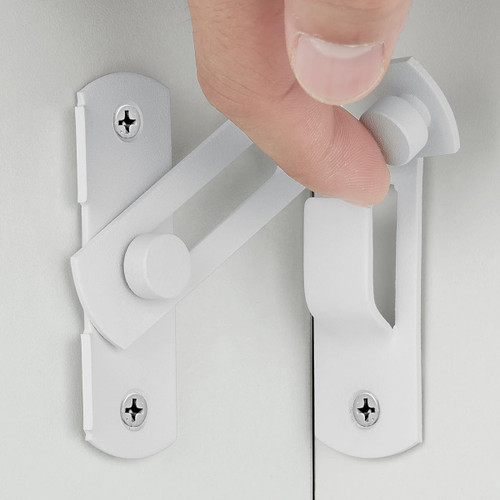INIRET 4 Packs Matte White 90 Degree Flip Barn Door Lock Latches，Stainless Steel Gate Latch Security Door Latch for Barn Door Safety Door Lock,Sliding Door Antique Lock Wine Cabinet Closet