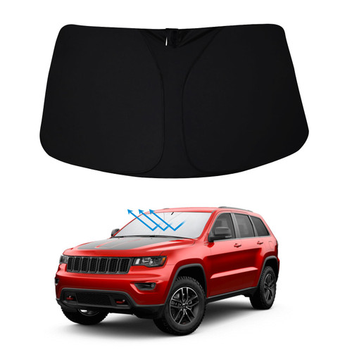 Bestview Front Windshield Sun Shade Compatible with Jeep Grand Cherokee 2011-2021, Foldable Reflective Sunshade for Car Front Window, 3 Layers 210T Material