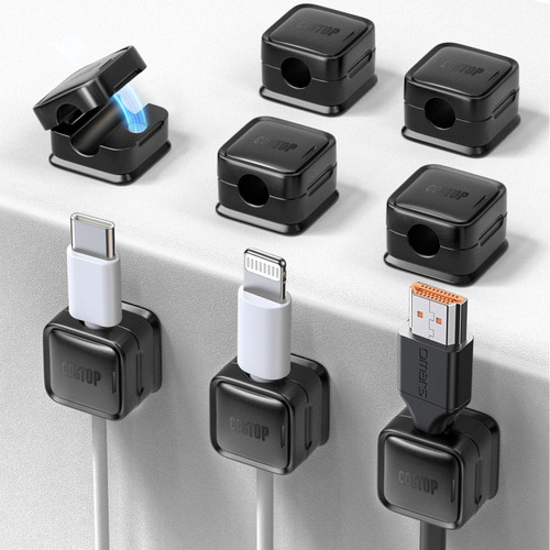 8 Pack Cord Organizer Holder,Costop Strong Adhesive Under Desk Cable Management,Magnetic Cable Clips,Wire Holder Keeper Organizer Neatly for Home,Office,Car,Desk,Nightstand,Desktop