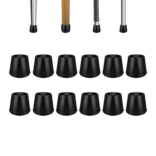 VOCOMO 5/8" Round Rubber Chair Leg Tips Caps, 16 Pack Small Chair Leg Floor Protectors Small Furniture Legs Caps Non Slip Reduce Noise for Hardwood Floors (Black, Fit: 16mm to 17mm)