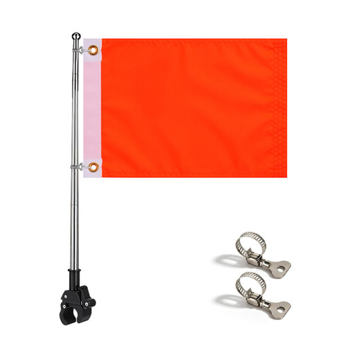 FLAGPARK Orange Boat Flag for Safety with 49'' Adjustable Holder Pole Water Ski Flags 12x18 inch Skier Down Flag for Boating Bike Kayak Motorcycle Pontoon ATV