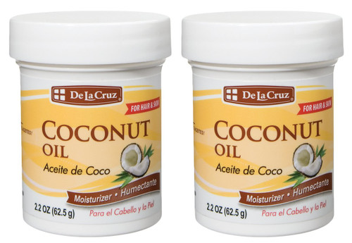 De La Cruz Coconut Oil - Expeller Pressed Coconut Oil for Skin and Hair - Natural Moisturizer for Skin and Hair - 2.2oz (2 Jars)