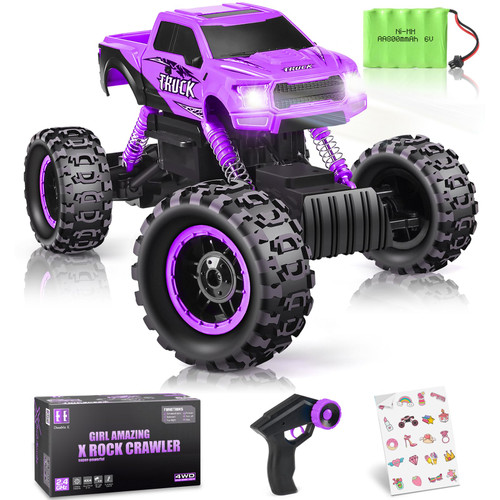 DOUBLE E Remote Control Car for Girls 1/12 Scale Monster Trucks Dual Motors Off Road RC Trucks, Girls Toys Gifts for Girls Daughter Kids, Birthday Gift Ideas, Purple DOUBLE E Remote Control Car for Girls 1/12 Scale Monster Trucks Dual Motors Off Road RC Trucks, Girls Toys Gifts for Girls Daughter Kids, Birthday Gift Ideas, Purple