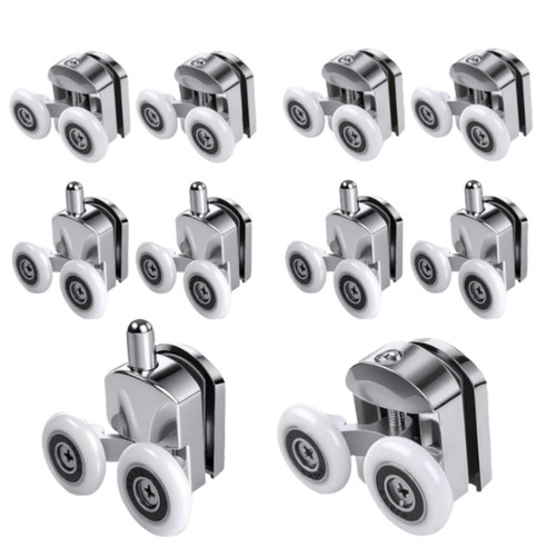 AFDHGS Shower Door Rollers Rv Parts - 10 Pcs Zinc Alloy Wheels 23mm with Anti Collision Block and Screws for Curved and Bathroom Glass Doors
