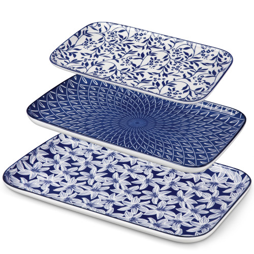 vancasso Porcelain Serving Trays for Party, Serving Platters Set of 3,Serving Dishes for Entertaining, Ceramic Party Trays and Platters for Serving Food, 16"/14"/12" Inch, Series SELENE