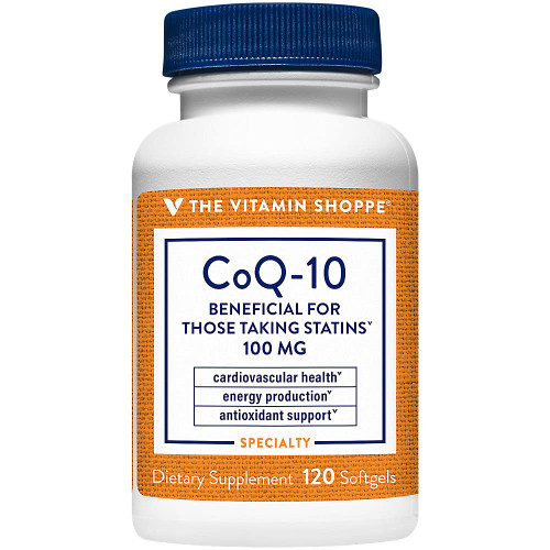 The Vitamin Shoppe CoQ-10 100mg - Beneficial for Those Taking Statins – Supports Heart & Cellular Health and Healthy Energy Production, Essential Antioxidant – Once Daily (120 Softgels)