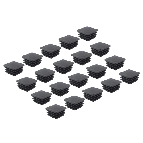 LDEXIN 20Pcs 1-1/8 Inch (30mm) Square Plastic Plugs Black Tubing End Caps, Square Chair Glide Covers Insert Plugs for Tubes Pipes