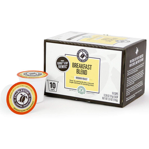 Charleston Coffee Roasters | Specialty Organic, Single Serve Pods | Hand Picked, Premium Slow Roast Beans | Breakfast Blend (10 count)