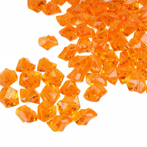 PMLAND 180 Pieces Orange Acrylic Ice Rocks – Crushed Fake Ice Gems Decorative Crystal Stones for Vase Filler Wedding Table Scatter Party Centerpiece DIY Crafts Aquarium and Home Décor