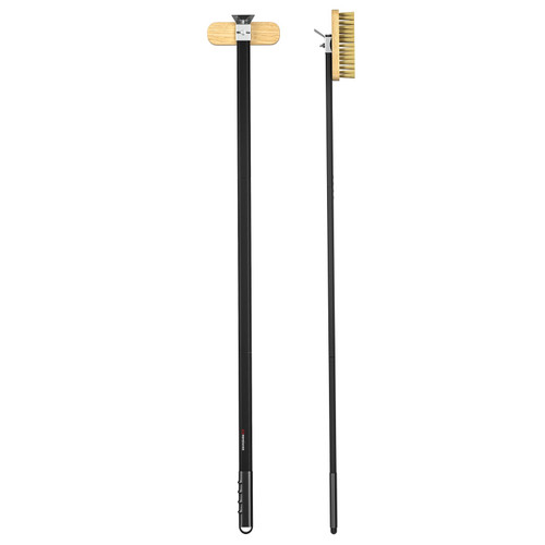G.a HOMEFAVOR Pizza Oven Brush with Scraper, 46.5 inch Long Handle (Detachable), Brass Bristles for Pizza Oven