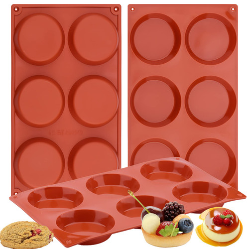 Ocmoiy 3 Inch Egg Mold for Breakfast Sandwiches Round Silicone Muffin Top/Egg Pan, Non-Stick Oven Baking Silicone Molds for Eggs Patty Bites, Tarts, English Muffins, Pack of 3