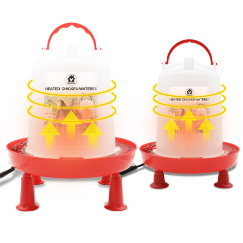 GIFANK Heated Chicken Waterer for Winter With Adjustable Leg Support - 35W BPA-Free Poultry Water Heater - Heavy Duty All-in-One Coop Waterer 3L and 6L