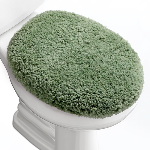 Baahrnom Luxury Soft Microfiber Toilet Lid Cover Machine Washable Solid Toilet Seat Cover 17.5" x 15" Adjustable Rubber Backing Fits Most 16-17.5" L x 14-16" W Round Oblong and Elongated Toilet Seat