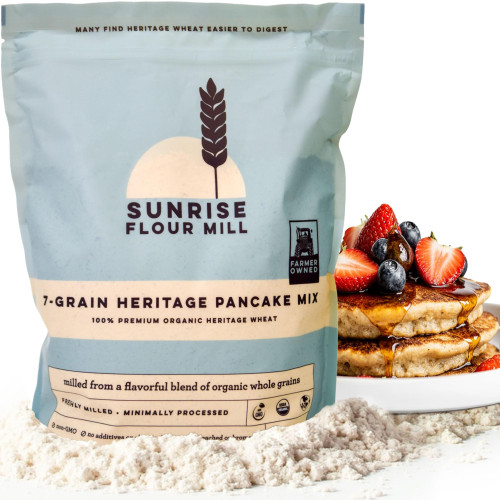 Sunrise Flour Mill USDA Organic 7-Grain Heritage Pancake Mix | Enjoy Fluffy & Tasty Waffles | Easier to Digest with Less Bloating | Zero Additives (5 lbs)