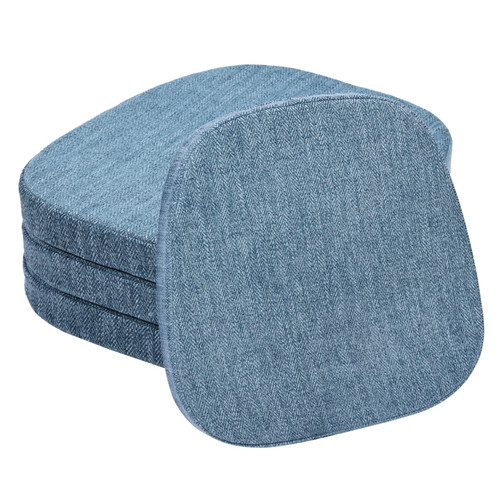 baibu 14x14 Memory Foam Metal Chair Cushions Set of 4, Dual-Layer Design Non-Slip Metal Dining Chair Pads Kitchen Seat Cushion with Machine Washable Cover, 4 Counts, Blue