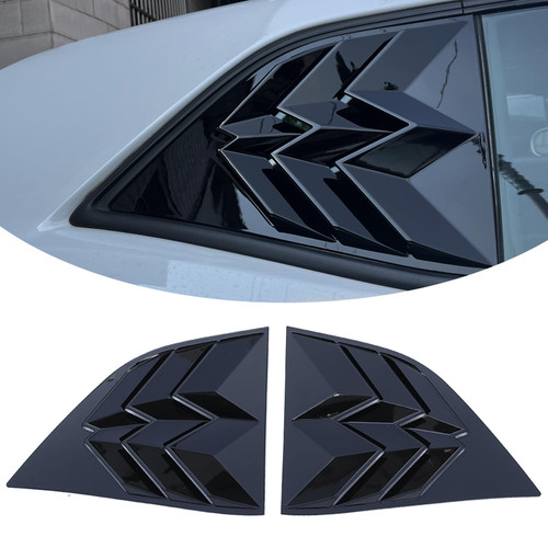 WildWell Side Window Louvers for Dodge Challenger 2008-2024 GT RT ScatPack SRT SXT SE TA Lambo Style Side Windshield Sun Shade Cover Glossy Black