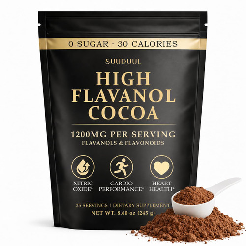 High Flavanol Cocoa Powder 245g, 1200mg Cocoa Flavanols & Flavonoids Per Serving with 600mg Epicatechin, 10X Concentrated Cocoa Extract, Premium Cocoa Powder for Daily Use