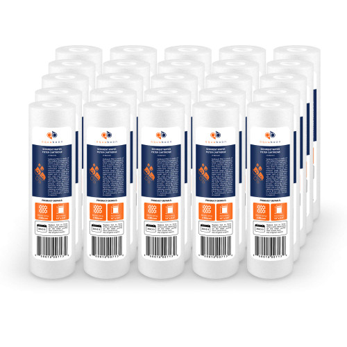Aquaboon 5 Micron 10 x 2.5 Sediment Filter - Whole House Water Filter Replacement Compatible with Well Water Filters - P5, AP110, WHKF-GD05, 25-Pack