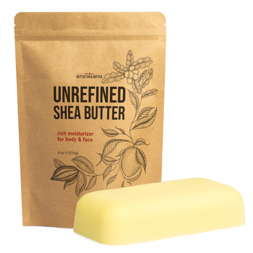 Raw Shea Butter – 100% Pure Unrefined African Shea Butter | Deep Moisturizer for Dry Skin, Hair and Scalp | DIY Body Butter, Lip Balm and Soap Base | Natural Earthy Aroma (8 oz Block)