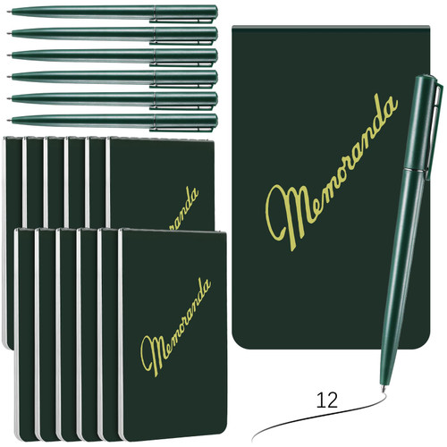 Faccito 24 Pcs Memoranda Notebook and Pen Set Green Tactical Military Record Notebook 3.3" x 5.5" Mini Army Utility Notepad Memo Book for Outdoor Recording School First Responder (Classic Style)