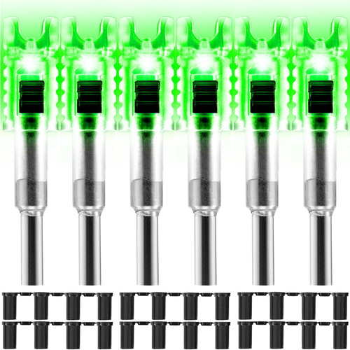 KEAUP 6 Pack Lighted Nocks for Crossbow Bolts with .285”/.297”/.300”/.305” Bushings Half-Moon Crossbow Nock LED Nock, ON/Off Switch Included