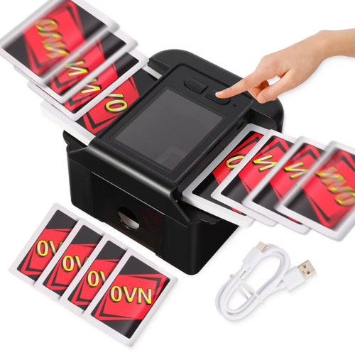 Rechargeable Automatic Card Shuffler for 2 Decks, 2000 mAh Built in Battery USB-C Charge, Low Noise Fast Shuffle, Smart Auto Shuffler for UNO Poker Blackjack Skip-Bo Texas Hold'em Canasta Skyjo(Black)