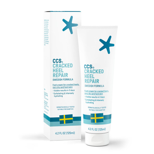 CCS Cracked Heel Repair Cream for Dry, Cracked Heels, Vegan Formula With Urea and Lactic Acid, No Parabens or Sulfates, Doctor Recommended, 4.2 fl oz (125ml)