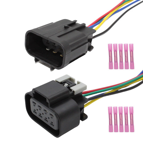 Powkos Male and Female Headlight Connector Plug Harness Pigtail 5-Pin Compatible with Chevy Silverado GMC Sierra 2014-2016