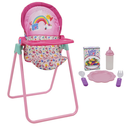 Baby Alive 509 Crew Doll High Chair Set - Pink & Rainbow - 6 Pieces, Fits Dolls Up to 24", Highchair w/Front Feeding Tray & 5 Feeding Accessories, Pretend Play for Kids Ages 3+ Baby Alive 509 Crew Doll High Chair Set - Pink & Rainbow - 6 Pieces, Fits Dolls Up to 24", Highchair w/Front Feeding Tray & 5 Feeding Accessories, Pretend Play for Kids Ages 3+