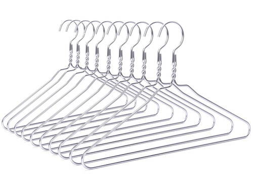 Quality Hangers Silver Aluminum Metal Coat Hangers Heavy Duty Suit Hangers 10 Pack (Adult Size Coat Hanger)
