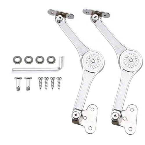 Lid Support Hinge, Heavy Duty Lid Stay Hinges Folding Lid Support Hinge for Cabinet,Closet,Wardrobe or Toy Box, Slided Down The Flap Lid Fupport Without Smashing Fingers (SYT-09 2PC)