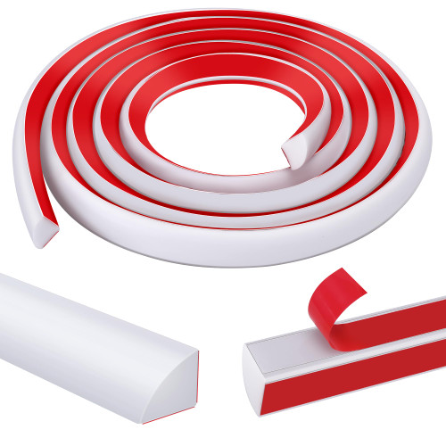 moonoom 118 inch Flexible Quarter Round Molding, 3/4" Self-Adhesive Trim Molding, Waterproof Wall Quarter Round Trim for Wall Edge Corner Base of Staircase Cabinet Edge Countertops