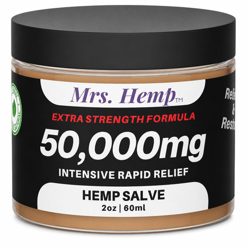 50,000 MG Hemp Extra Strength Healing Salve | Ideal for Hips, Joints, Neck, Back, Elbows, Fingers, Hands, and Knees. 100% Natural - Proudly Made in USA