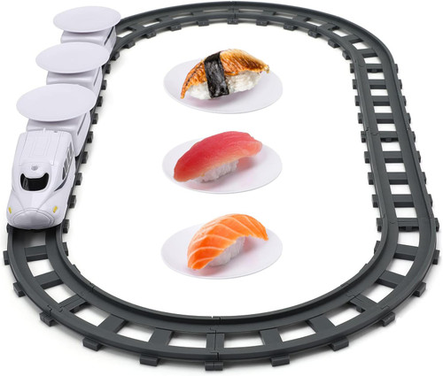 Apettoey Sushi Train Rotating Table Food Train Battery Powered Electric Train Toy Japanese Sashimi Plates Sushi Serving Tray Under Christmas Tree Train Track for Kids Boys Girls