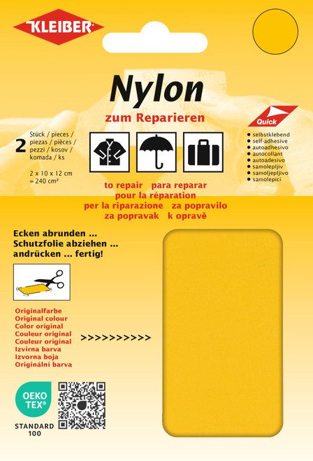 Kleiber Self Adhesive Waterproof Nylon Repair Patches, Yellow,ca. 10 cm x 12 cm