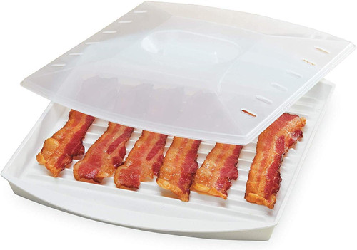 PrepSolutions Microwaveable Bacon Grill, Cooks 7-9 Pieces of Crispy Bacon in Minutes, Offers Quick Breakfast, Lunch, or Dinner