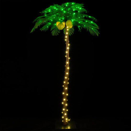 TYBEEU 7ft Lighted Palm Tree with 208 LED Lights & Glowing Coconuts