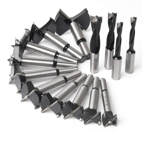 14 Piece Forstner Drill Bit for Woodworking, w/Carbide Tipped Forstner Bit for Hard Wood, Wood Drilling for Hard Wood, Plastic, Plywood